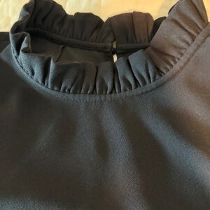 J. Crew Black Ruffle Collar Top. Small
